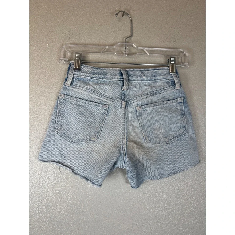Old Navy Girls 8 High‎ Rise Built In Tough Denim Shorts Light Wash Flowers Raw